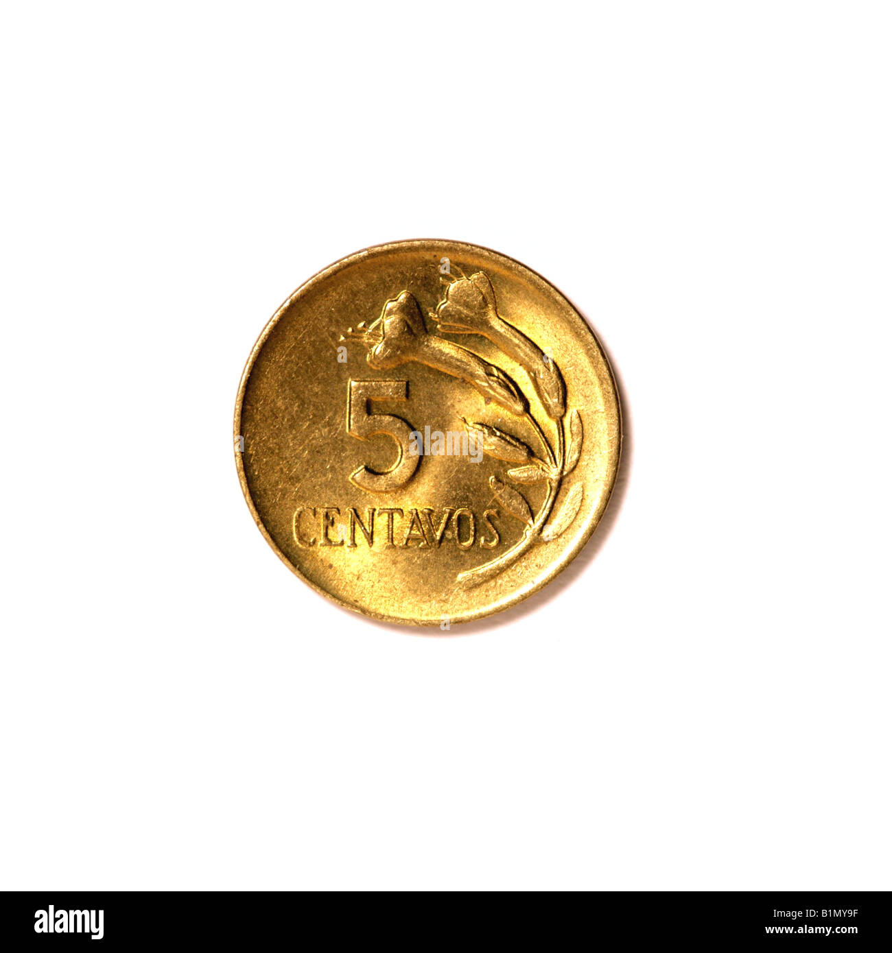 MONETA PERUVIANA DA 5 CENTAVO Foto Stock