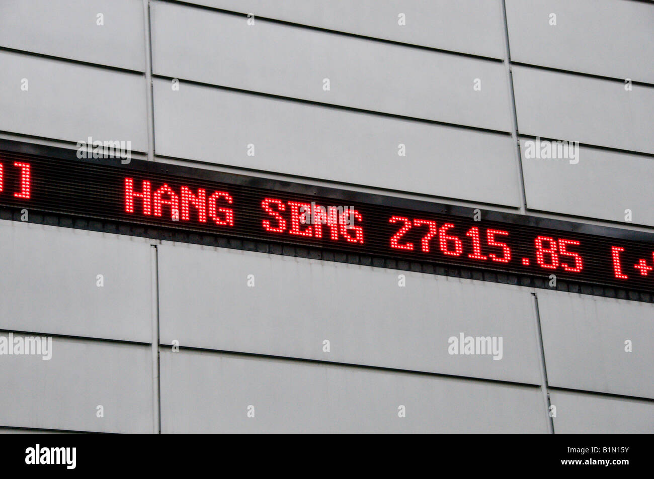 Ticker tape segno della politica estera i mercati azionari e prezzi Foto Stock