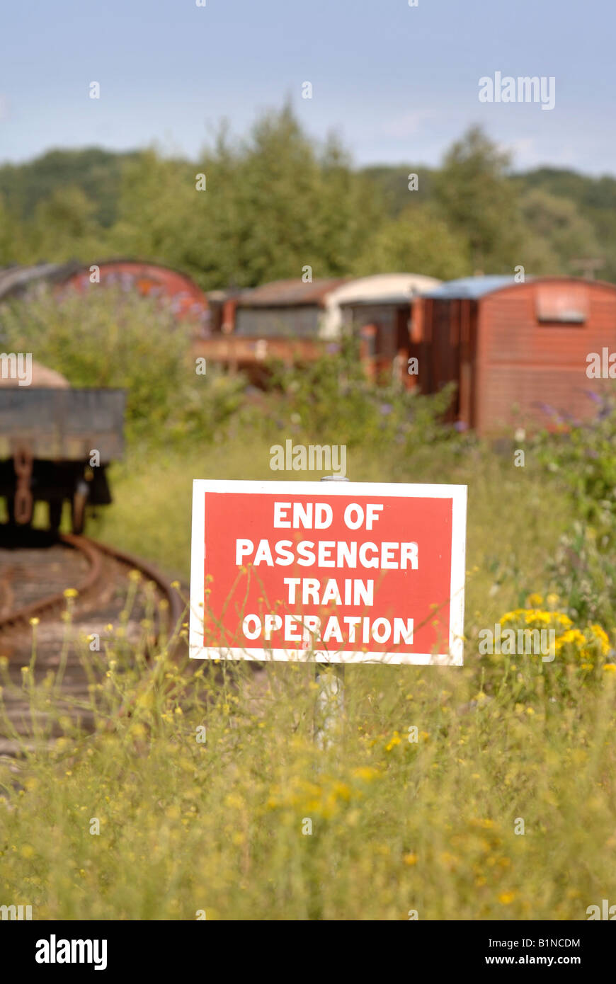 Vecchie carrozze ferroviarie utilizzate come capannoni vicino a Lydney stazione di giunzione GLOUCESTERSHIRE REGNO UNITO Foto Stock