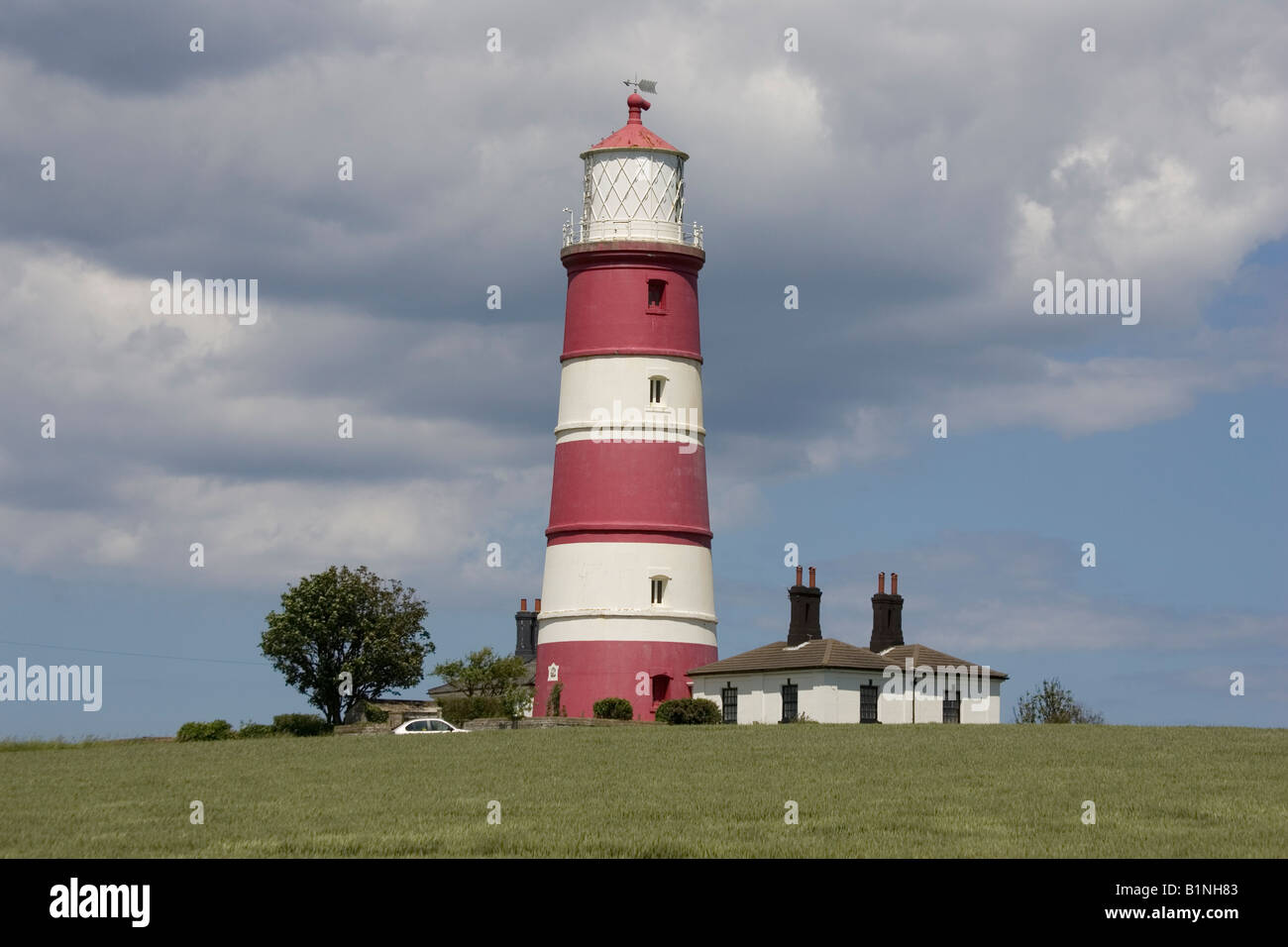 Rosso e bianco Happisburgh lighthouse Costa North Norfolk REGNO UNITO Foto Stock
