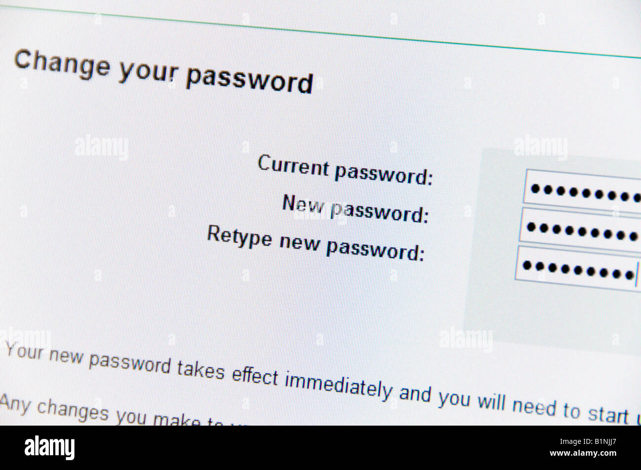 Sullo schermo del computer per modificare la password Foto Stock Sullo schermo del computer per modificare la password Foto Stock