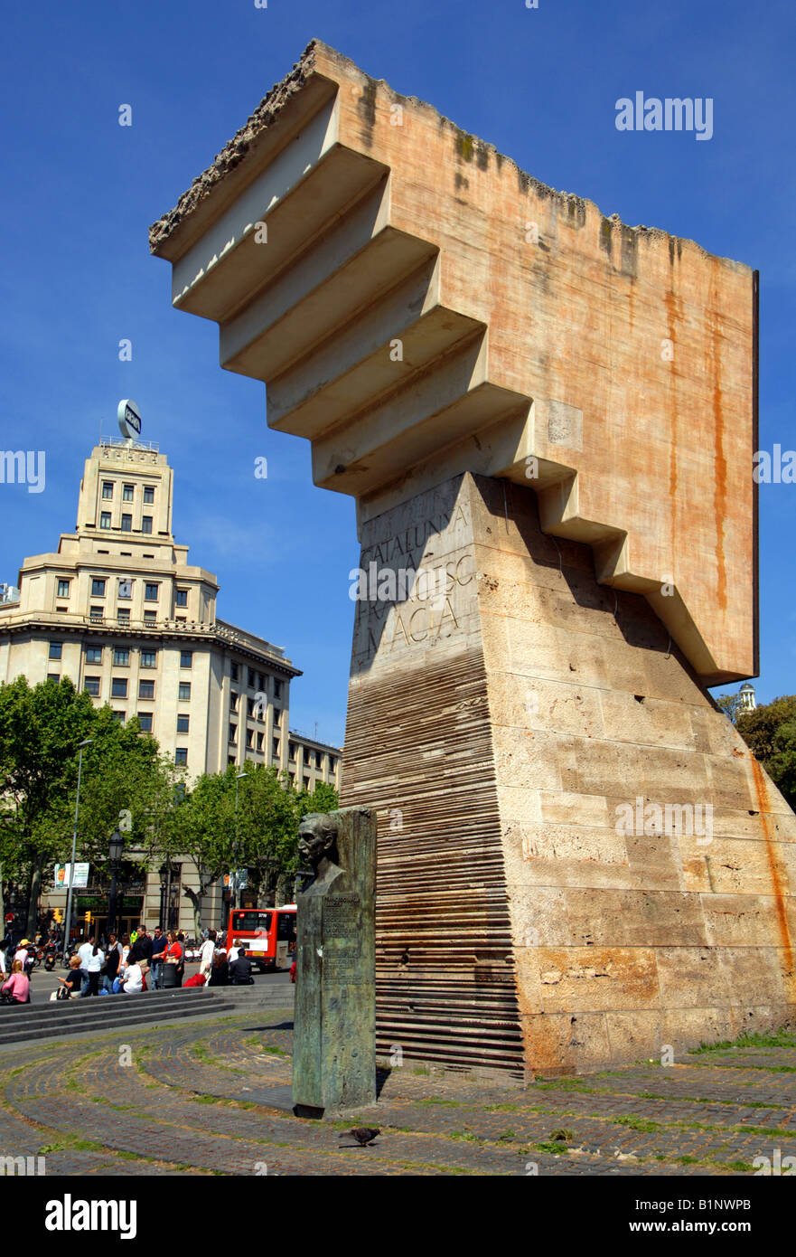 Barcellona, in Plaza Catalunya, Memorial a Plaza Francesc Macia, Barcellona, Spagna Foto Stock