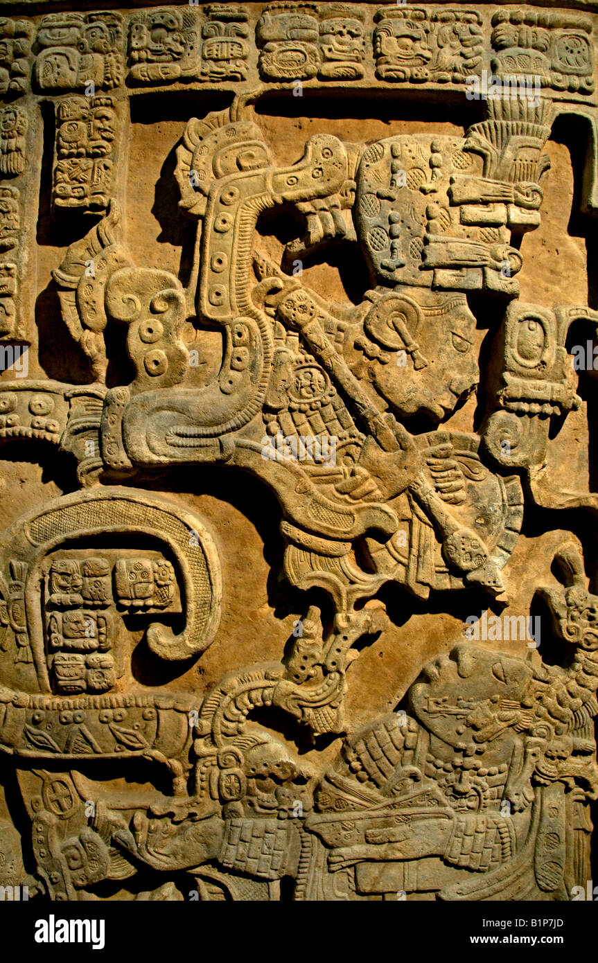 Struttura 23 Yaxchilan Maya 725 AD ARCHITRAVE 25 Yat Balam Lady Xoc dello stato del Chiapas in Messico Foto Stock