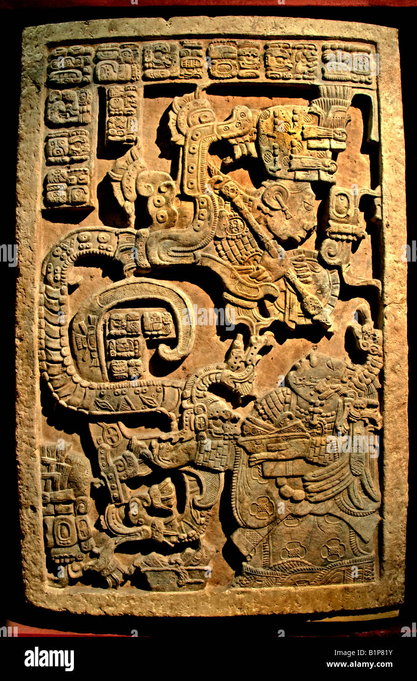Struttura 23 Yaxchilan Maya 725 AD ARCHITRAVE 25 Yat Balam Lady Xoc dello stato del Chiapas in Messico Foto Stock
