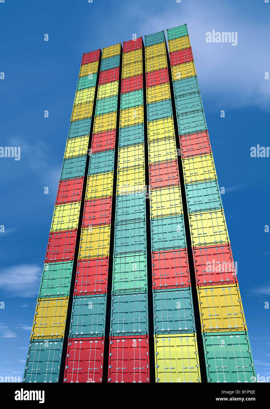 Contenitore internazionale per il cargo computer contenitore generato für Schiffsfracht gestapelt Foto Stock