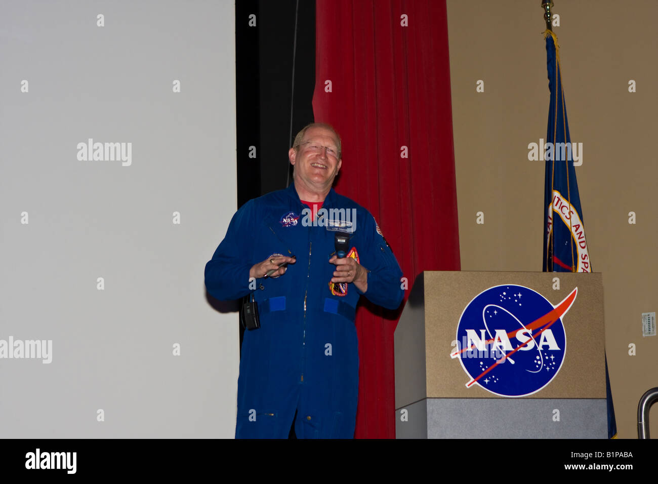 NASA Space Shuttle astronauta, Lt, Colonnello Charles Donald 'Sam' Gemar, presso la John F Kennedy Space Center di Cape Canaveral Florida Foto Stock