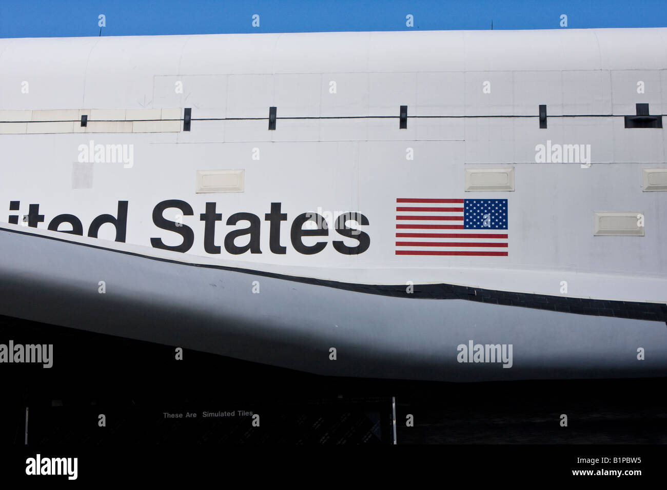 Sezione laterale di una navetta spaziale presso la John F Kennedy Space Center di Cape Canaveral Florida Foto Stock