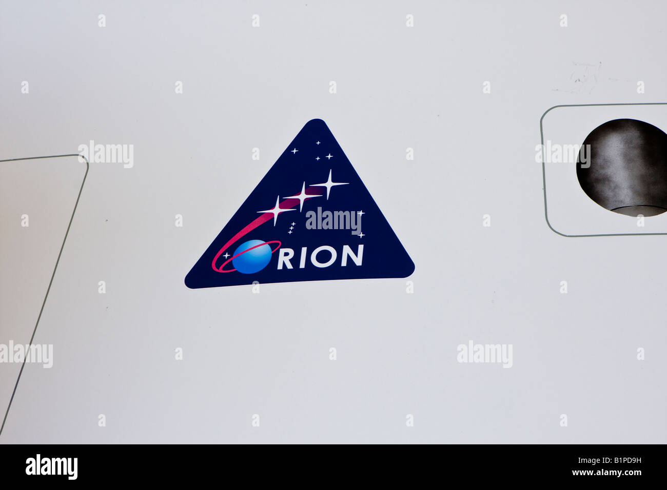 Il nuovo Orion missione spaziale il logo presso la John F Kennedy Space Center di Cape Canaveral Florida Foto Stock