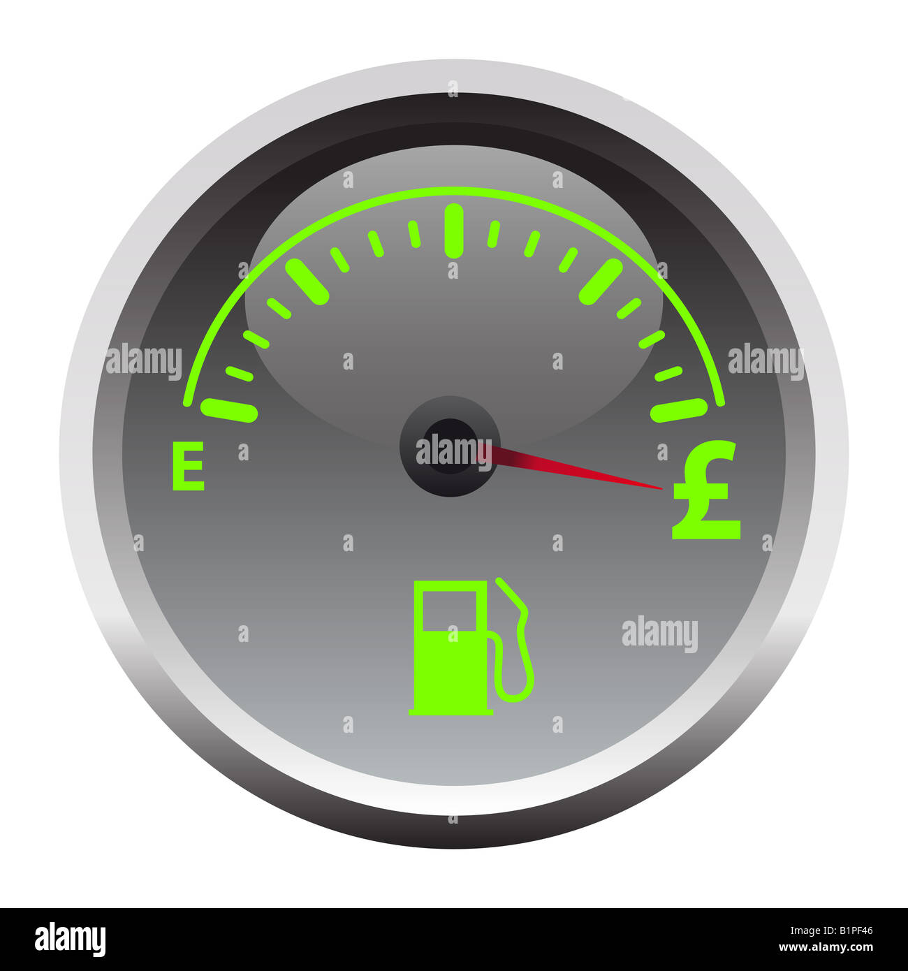 Indicatore di livello carburante illustrazione che mostra il prezzo del gas Foto Stock