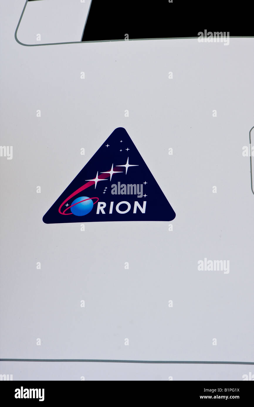 Il nuovo Orion missione spaziale il logo presso la John F Kennedy Space Center di Cape Canaveral Florida Foto Stock