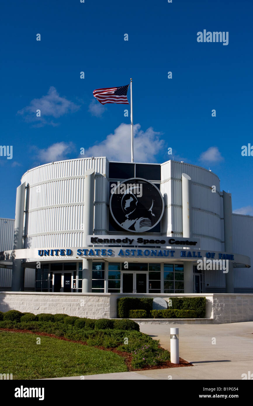 Il Centro Spaziale Kennedy Astronaut Hall of Fame edificio presso la John F Kennedy Space Center di Cape Canaveral Florida USA Foto Stock