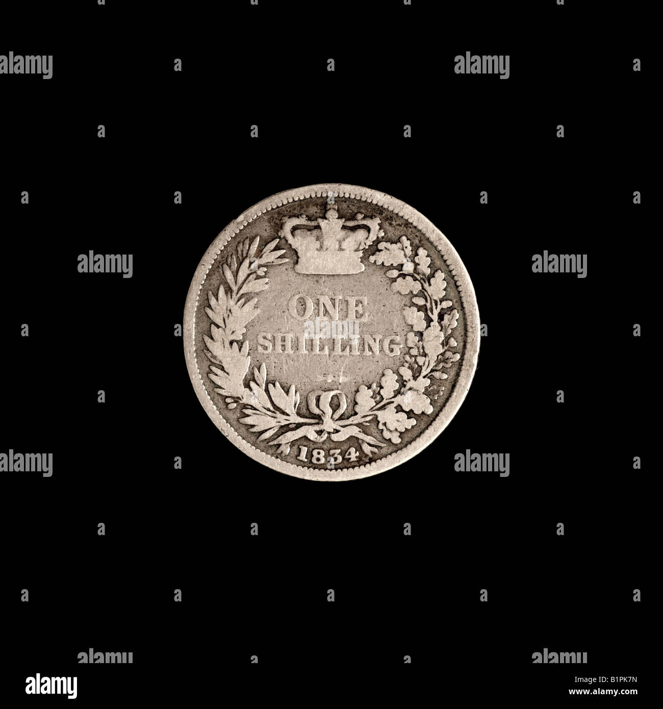 'Shilling su sfondo nero" Foto Stock