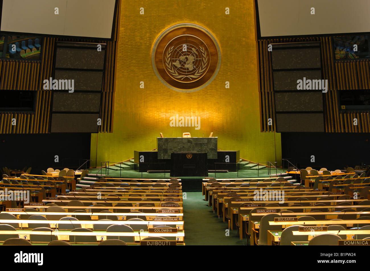 Assemblea generale Hall, Nazioni Unite, New York, Stati Uniti d'America Foto Stock