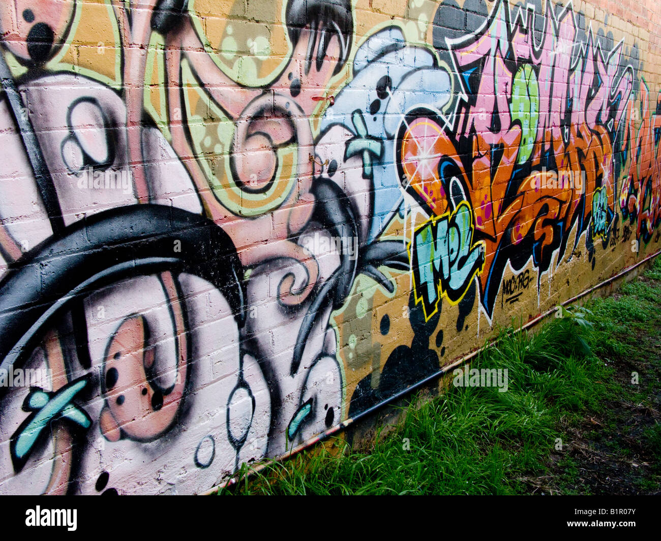 Parete di graffitti Nimbin in Australia Foto Stock