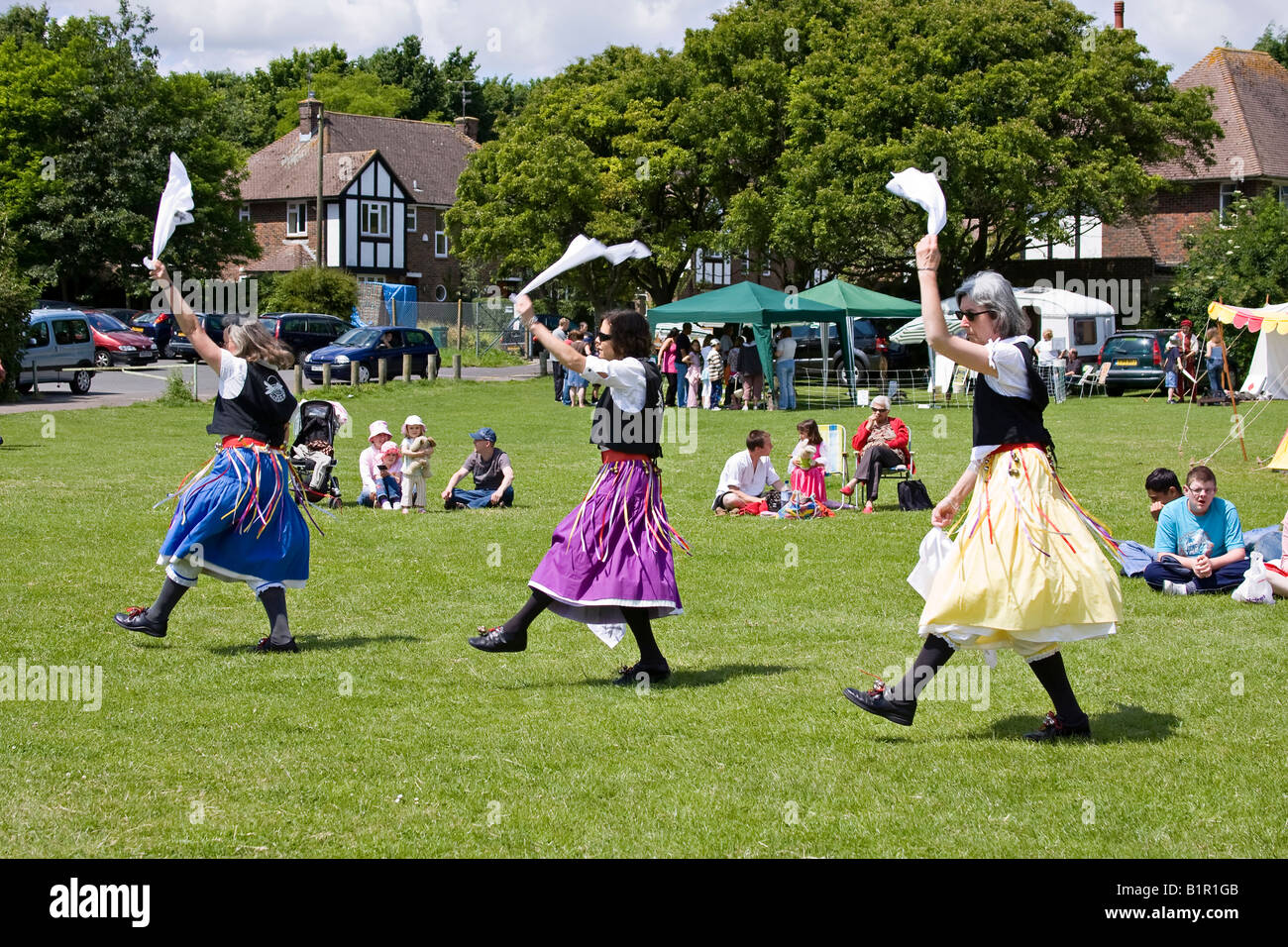 Signora Morris ballerina in esecuzione al villaggio inglese fete, Sussex, Inghilterra Foto Stock