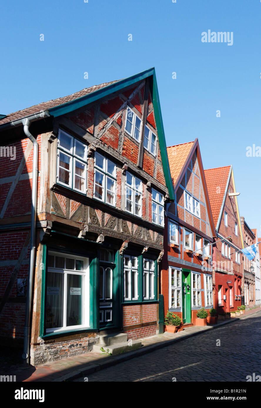 Case storiche nella Città Vecchia di Lauenburg Foto Stock