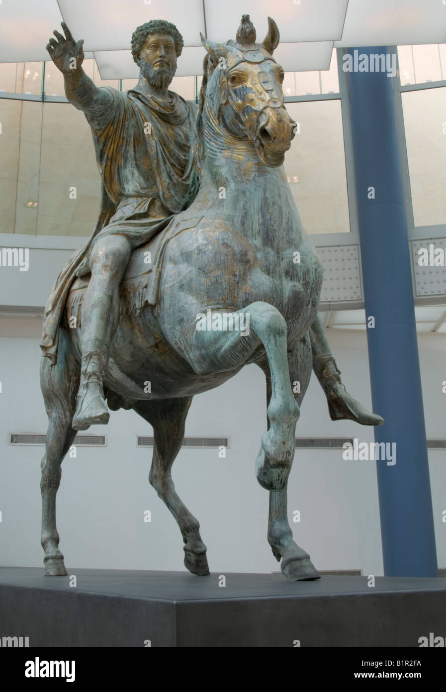 Roma Antica: Marco Aurelio statua in bronzo nel Museo Capitolino, Roma Foto Stock