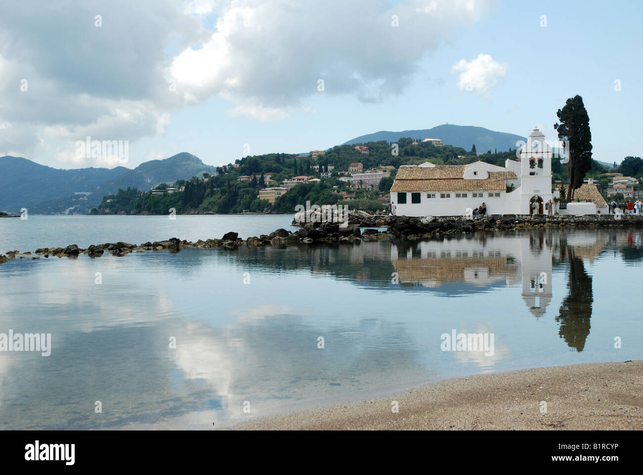 Xvii secolo il monastero Vlaheraina (monastero di Panagia Vlacherna), l'isola di Corfù, Grecia Foto Stock