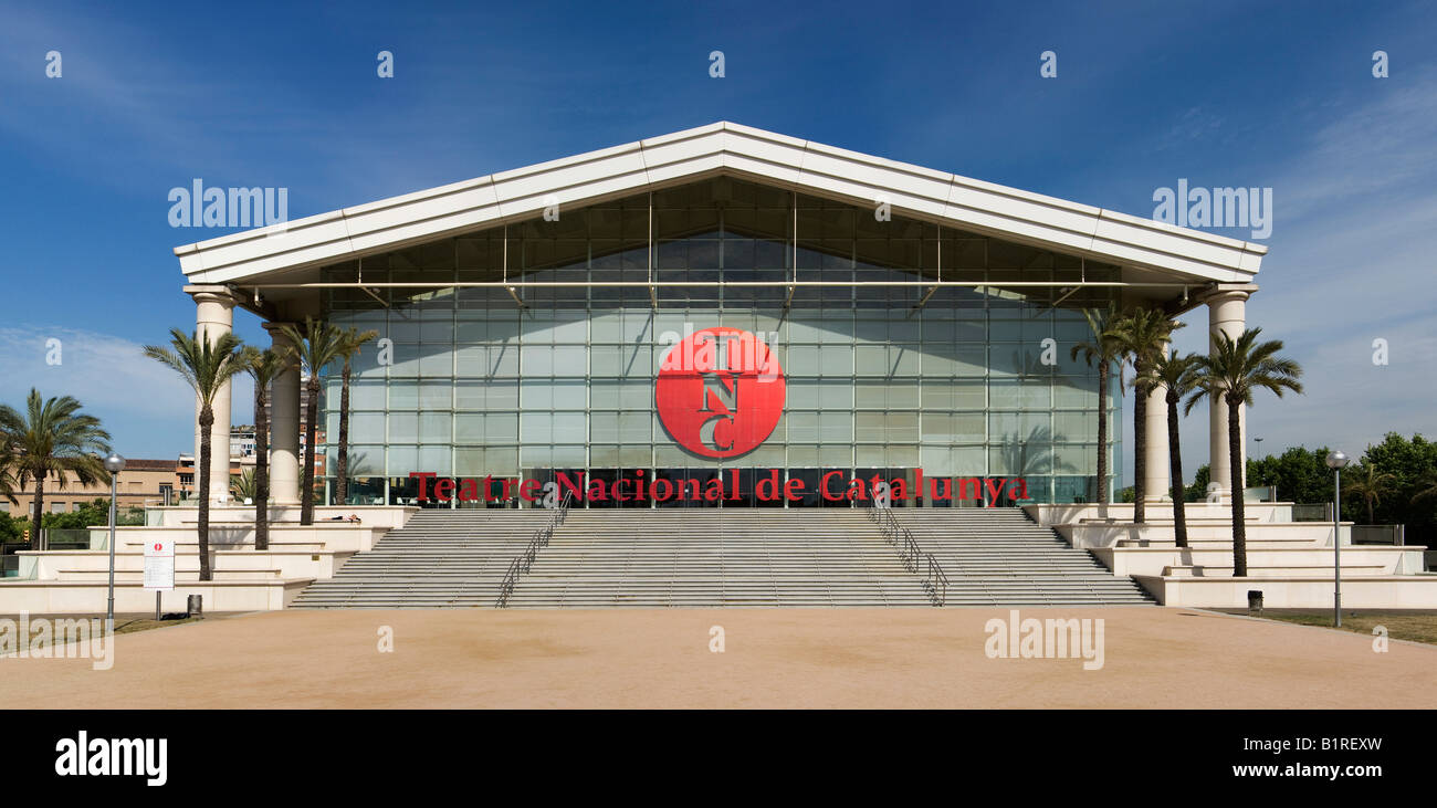 Teatre Nacional de Catalunya, il Teatro Nazionale di Catalogna, panorama cucita da 4 immagini, Barcellona, Spagna, Europa Foto Stock