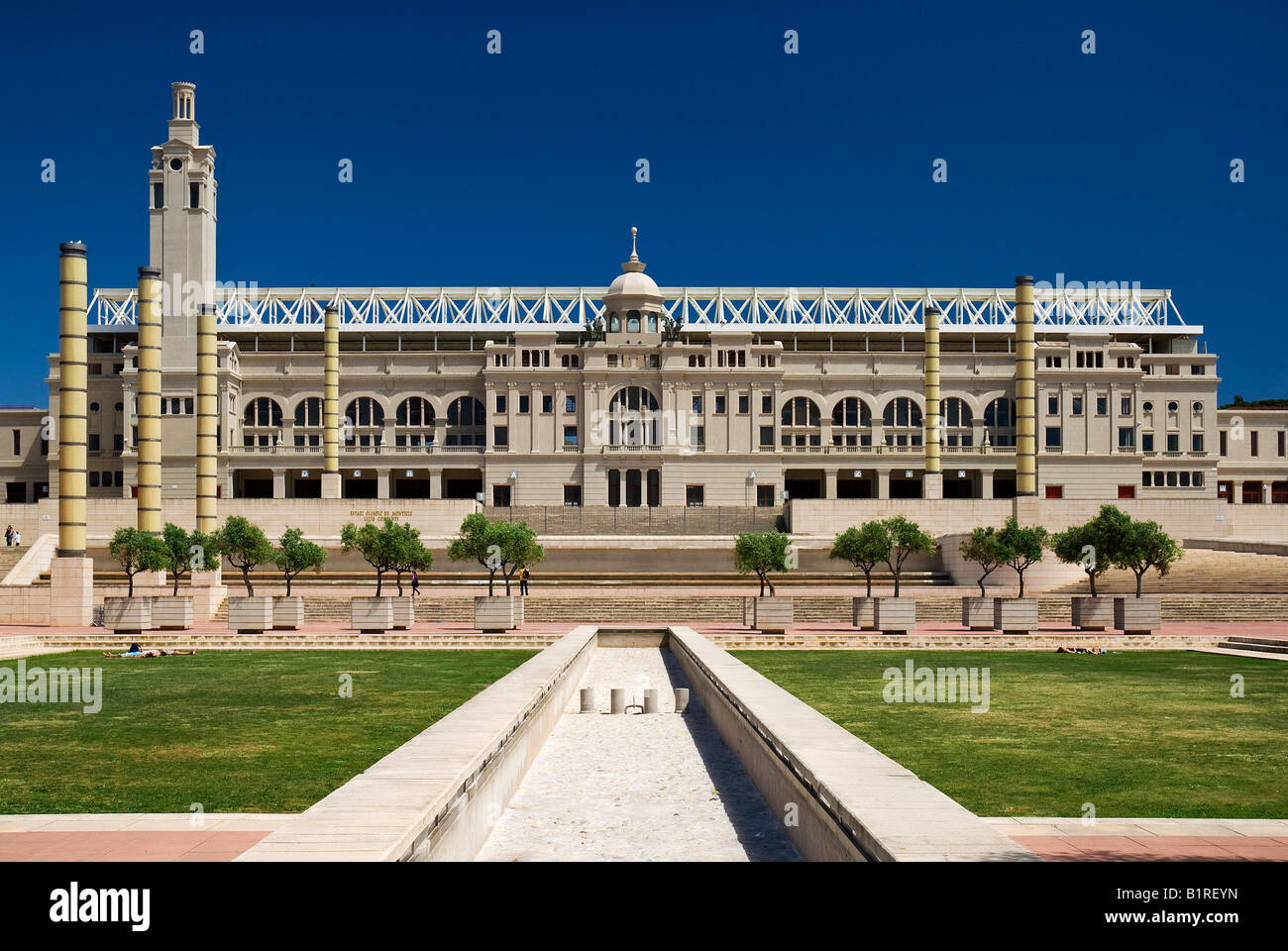 Stadio Olimpico, Estadi Olímpic Lluís Companys o Estadi Olimpic de Montjuic sul Montjuic, La Collina degli ebrei, Barcellona, Spai Foto Stock