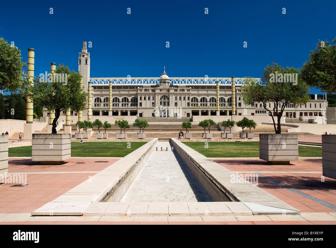 Stadio Olimpico, Estadi Olímpic Lluís Companys o Estadi Olimpic de Montjuic sul Montjuic, La Collina degli ebrei, Barcellona, Spai Foto Stock