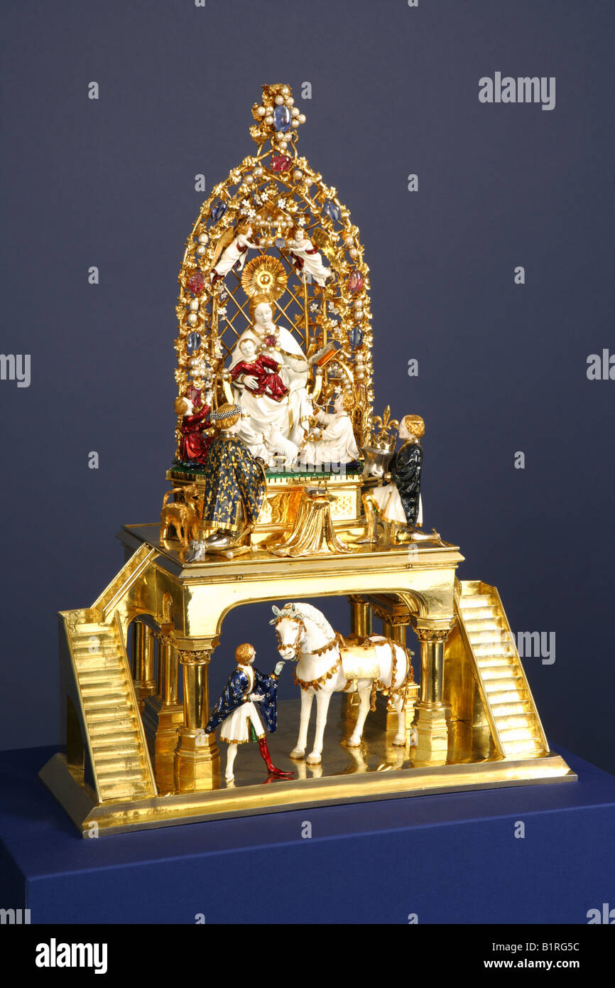 Goldenes Roessl, royal francese arte pezzo risalente al 1400, Altoetting, Alta Baviera, Baviera, Germania, Europa Foto Stock