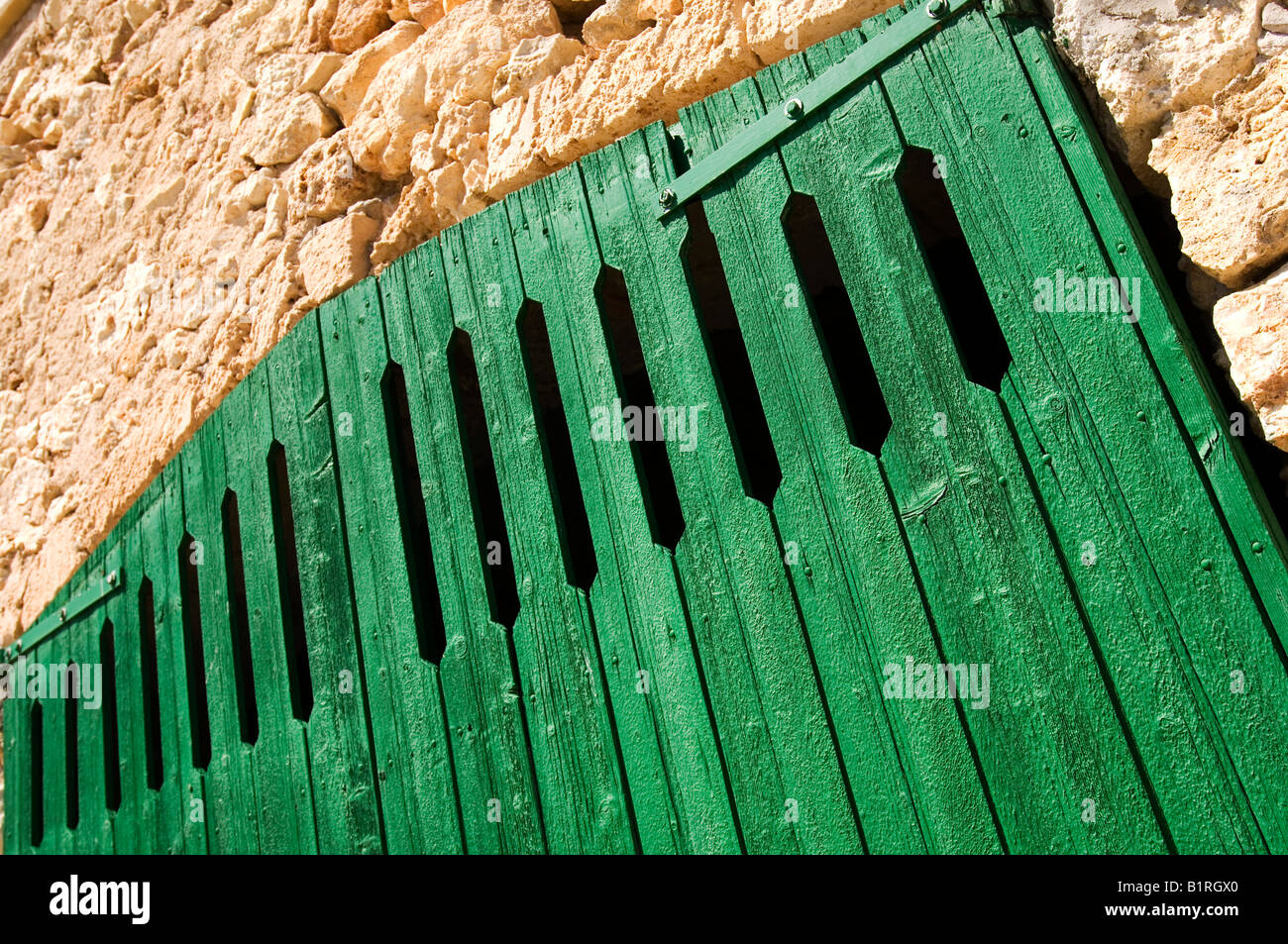Gate di una barca's house, Cala Figuera, Maiorca, isole Baleari, Spagna, Europa Foto Stock