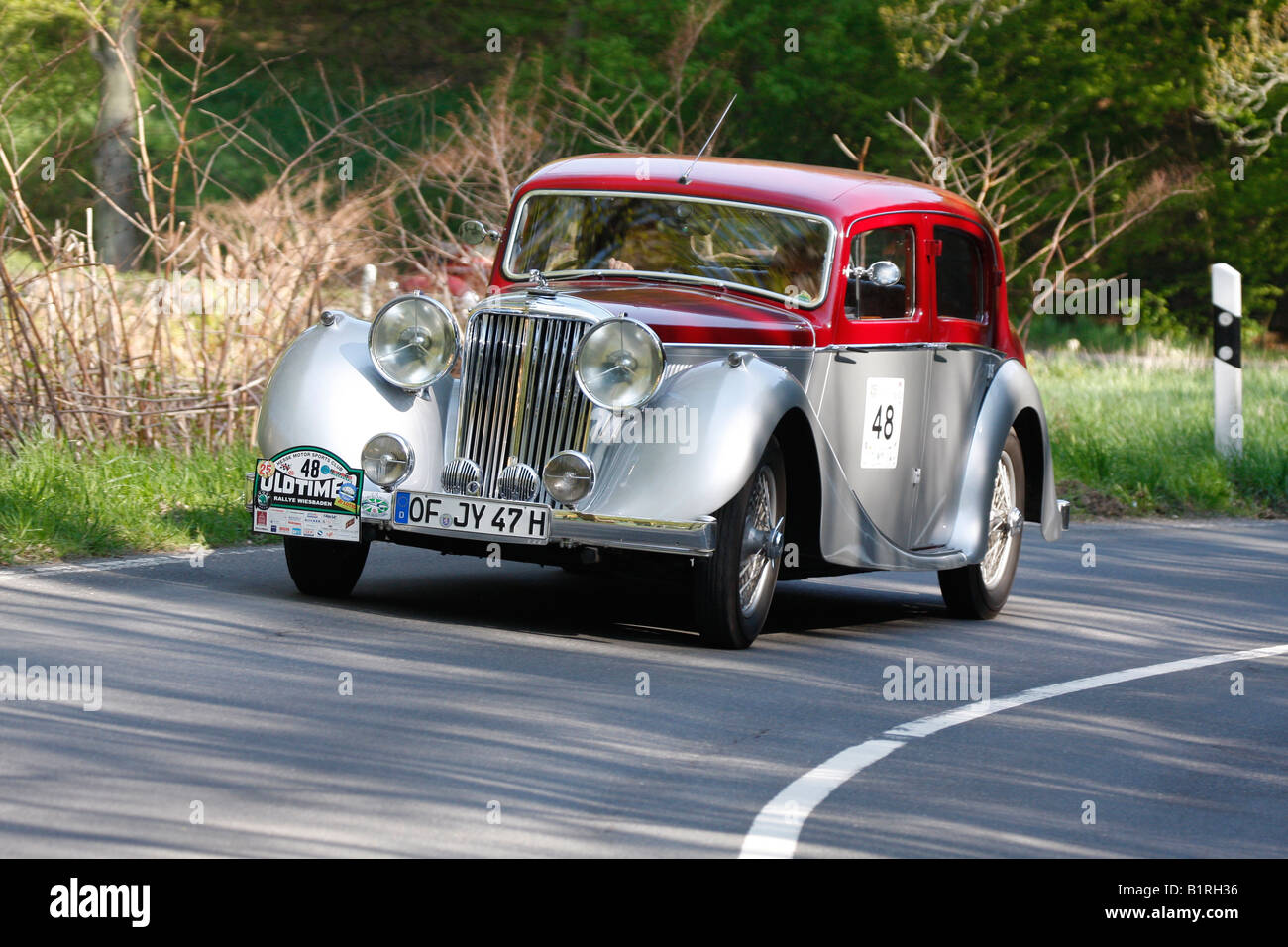 Jaguar MK4, anno di fabbricazione 1947, Oldtimer Ralley Wiesbaden 2008, Hesse, Germania, Europa Foto Stock