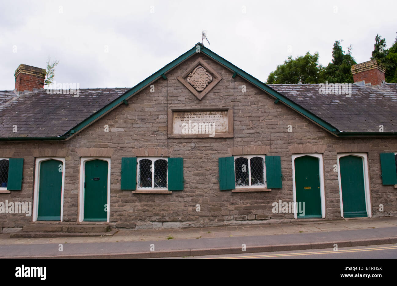 Harley Alms case costruite nel 1832 per donne indigenti in Hay on Wye Powys Wales UK UE Foto Stock