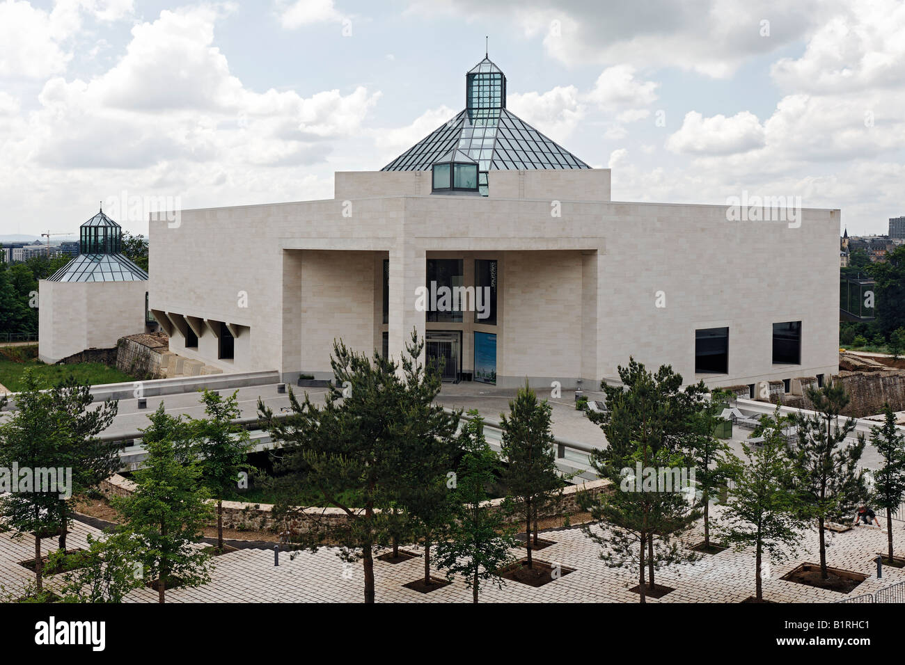 Museo di Arte Moderna e il Musée d'Art Moderne Grand-Duc Jean, Mudam, Plateau de Kirchberg, Lussemburgo, Europa Foto Stock