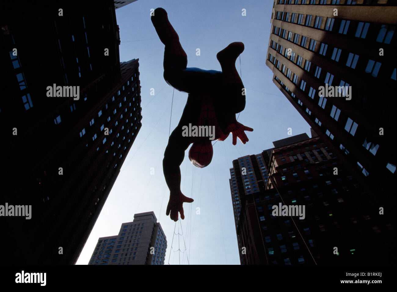 Spiderman galleggiante, Thanksgiving Parade, Manhattan, New York, Stati Uniti d'America Foto Stock