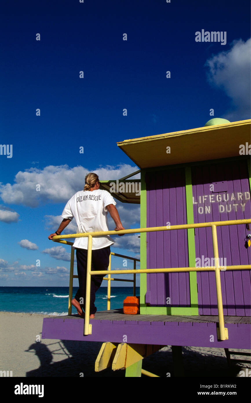 Life Guard, Miami Beach, Florida, Stati Uniti d'America Foto Stock