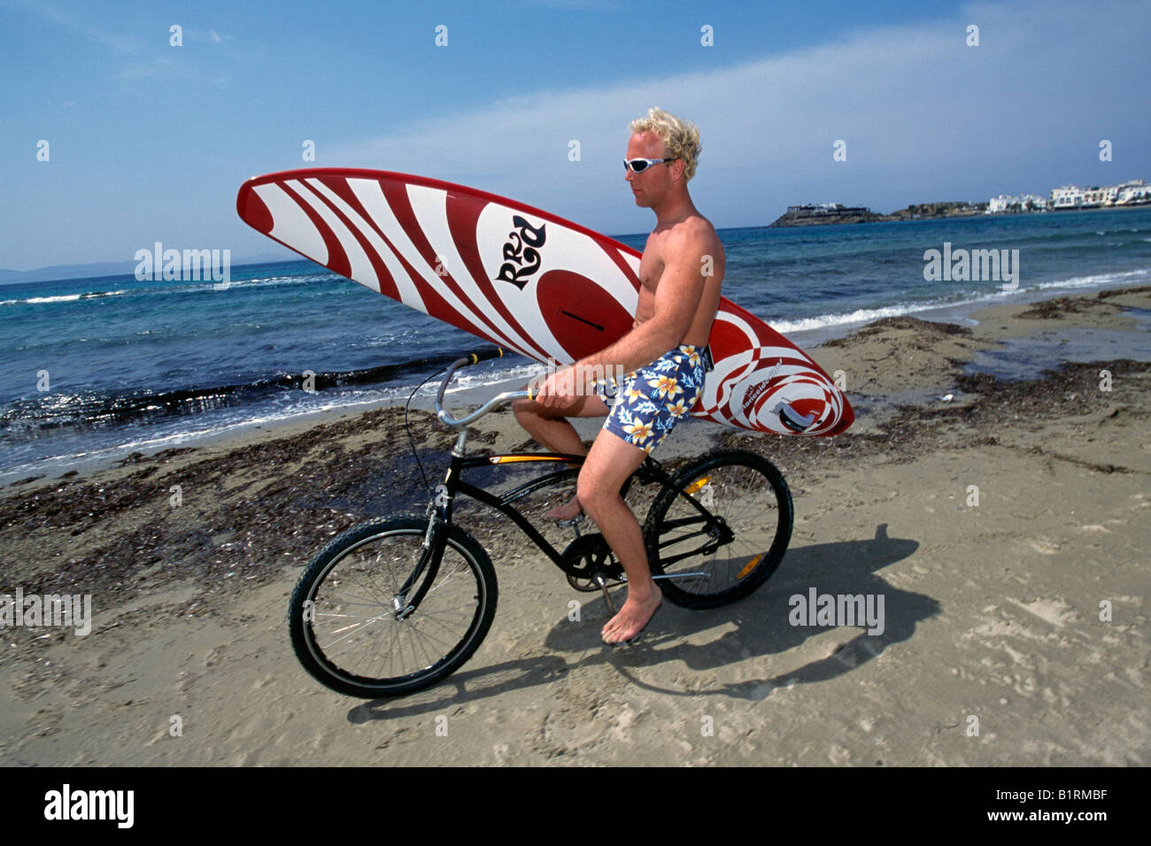 Surfer, Isola di Naxos, Cicladi Grecia Foto Stock