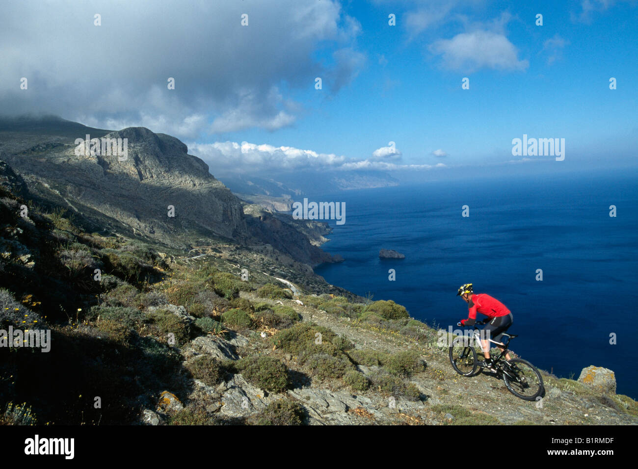 Biker, AMORGOS, CICLADI Grecia Foto Stock