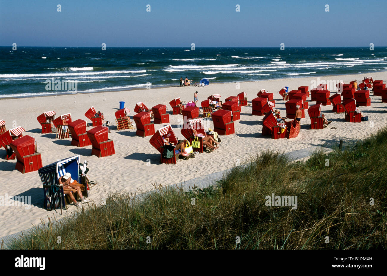 Sedie a sdraio, Zinnowitz, Usedom, costa baltica, Meclemburgo-Pomerania, Germania Foto Stock
