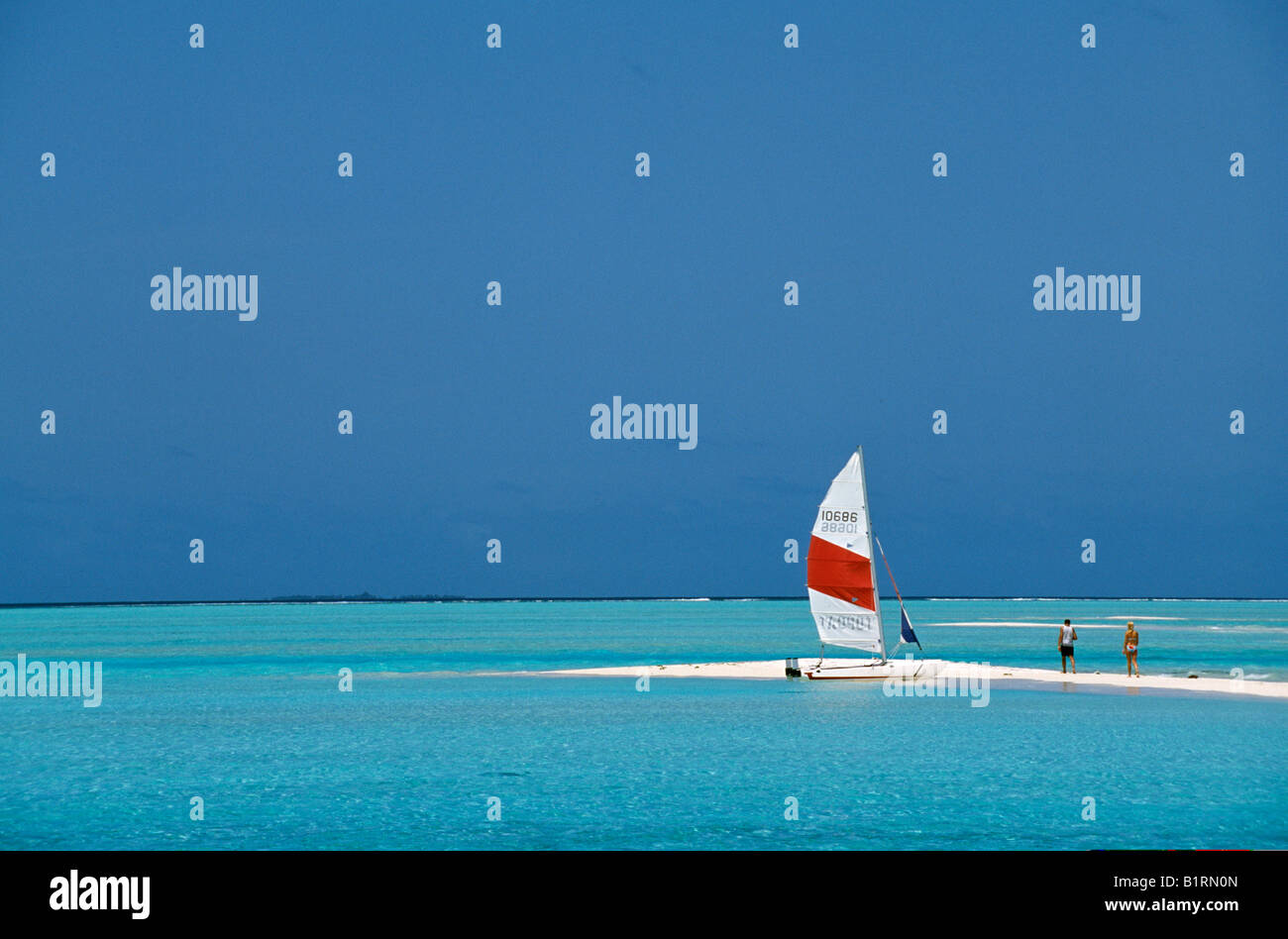 Catamarano, Olhuveli, South Male Atoll, Maldive, Asia Foto Stock