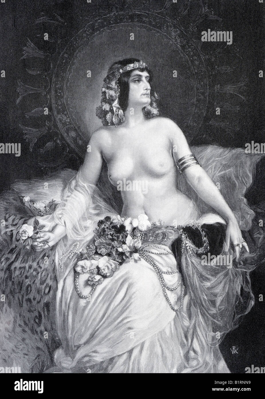 Semiramis, xilografia dall Annuario Moderne Kunst di Meisterholzschnitten, arte moderna in Master xilografie, 1900 Foto Stock