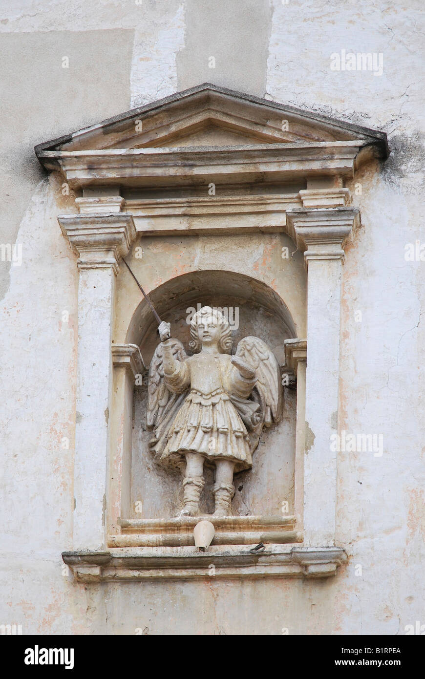 La figura nella Calle de la Universidad, Catedral de Santiago, Cattedrale di Santiago, Antigua Guatemala, America Centrale Foto Stock