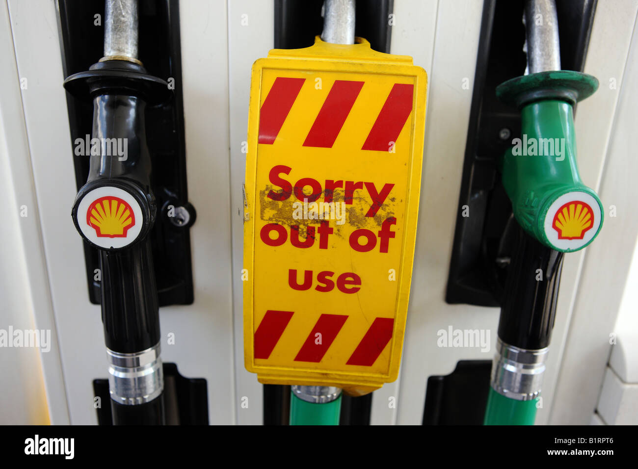 Diesel, benzina con piombo e senza piombo della pompa del combustibile. Foto Stock