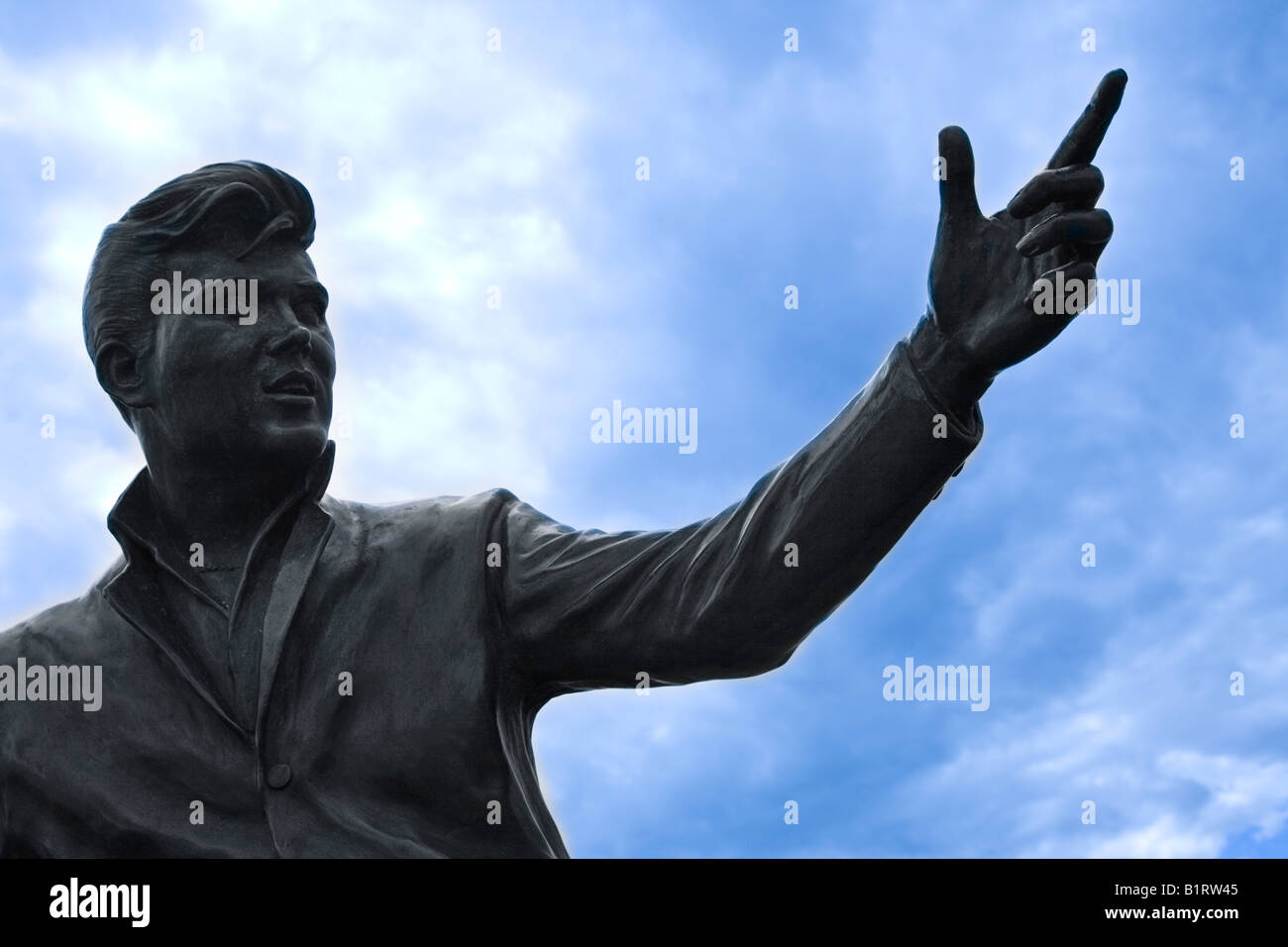 Billy Fury statua. Albert Dock, Liverpool, Merseyside, Regno Unito. Foto Stock