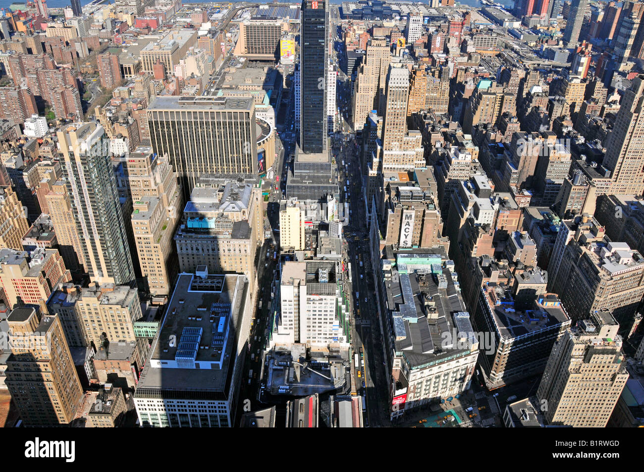 Midtown, foto scattata dall'Empire State Building, guardando verso ovest, Manhattan, New York City, Stati Uniti d'America Foto Stock