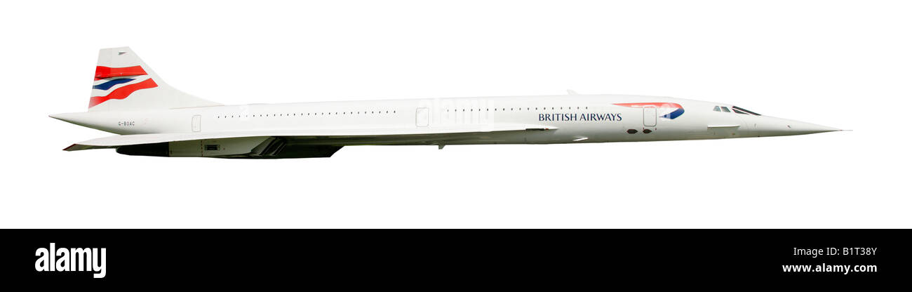 Concorde aeromobile supersonico airways anglofrench livrea compagnia aerea jet di linea veloce di lusso trasporto aereo ala delta obsoleta reti Foto Stock