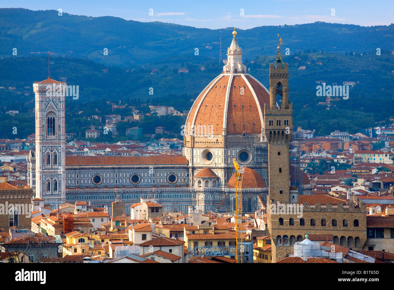 Duomo e Palazzo Vecchio a Firenze Foto Stock