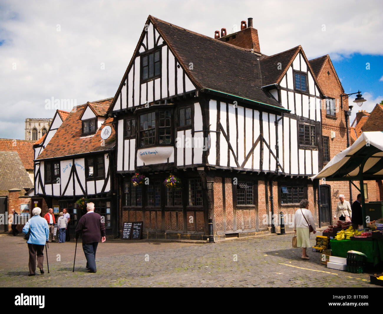 Vecchia casa medievale in legno, York, Inghilterra, Regno Unito Foto Stock