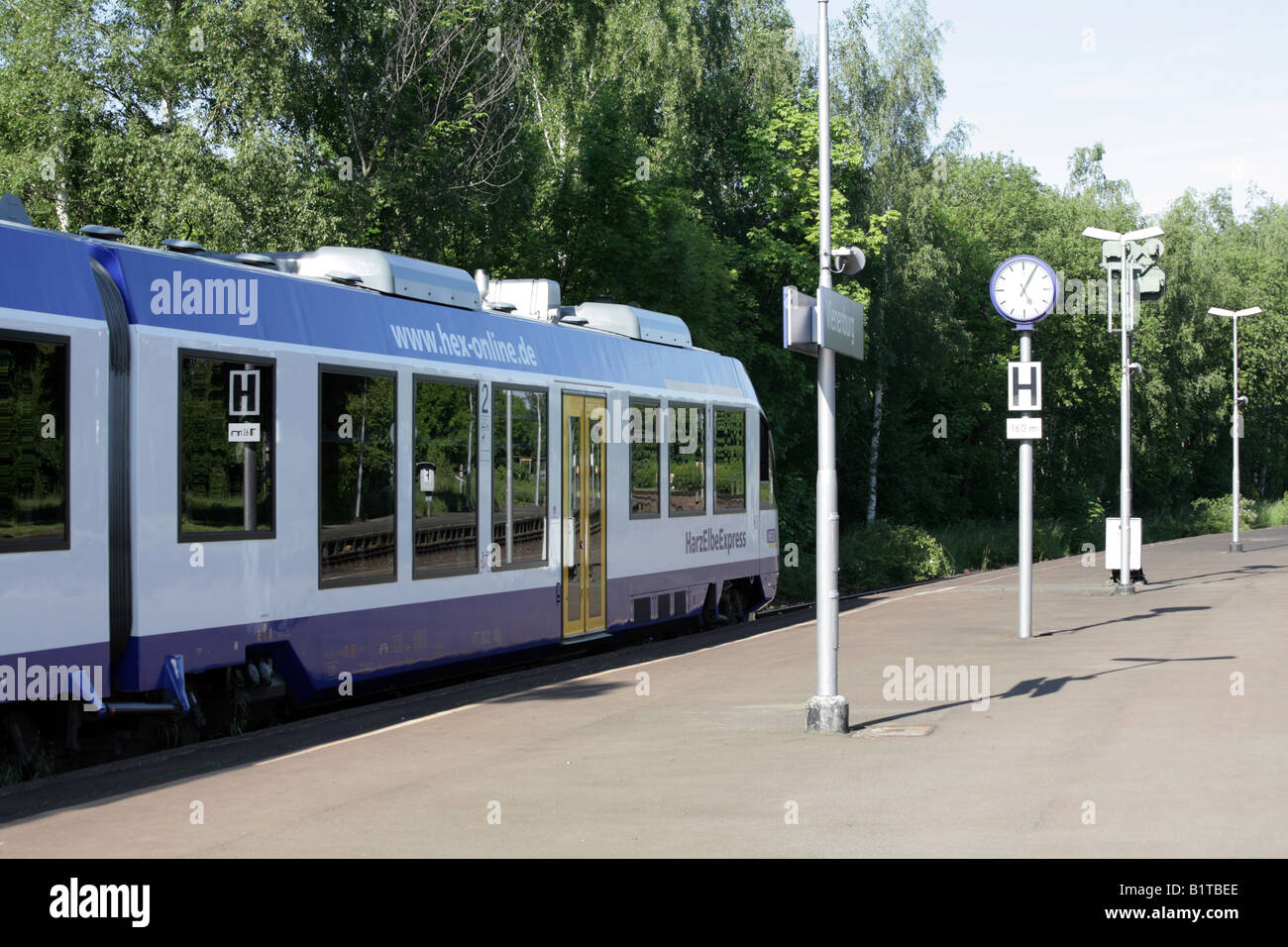 Harzelbe Express, pelucchi tipo 2 unità multiple a stazione di Vienenburg Montagne Harz, Sassonia Sassonia-Anhalt, Germania, Deutschland Foto Stock