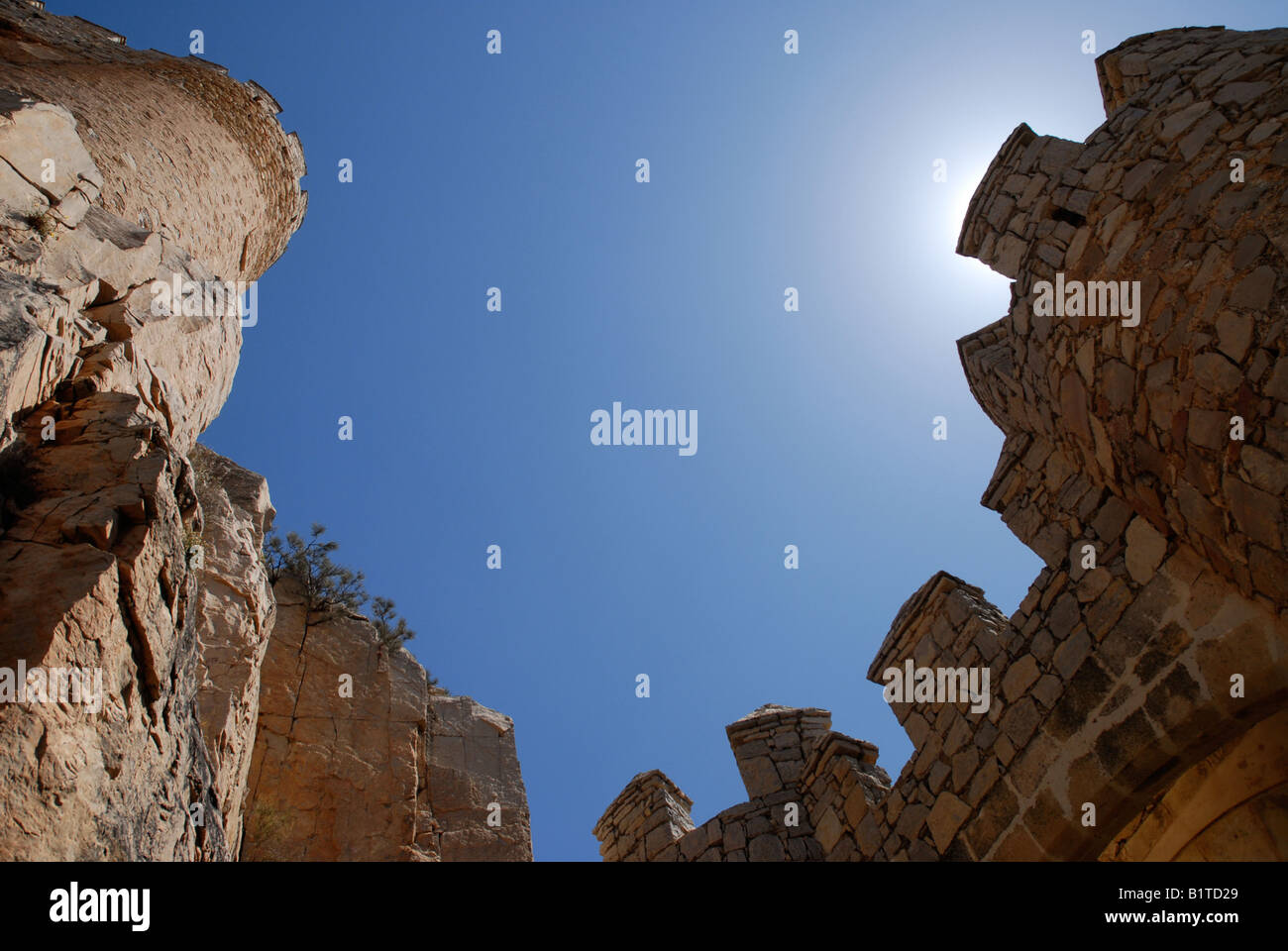 Il castello di Almansa, Almansa, Albacete, Provincia di Castilla-la Mancha, in Spagna Foto Stock