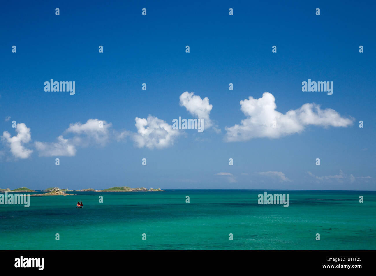 Tresco vista isola guardando a nord Isole Scilly Cornwall Inghilterra GB Gran Bretagna UK Regno Unito Isole britanniche Foto Stock