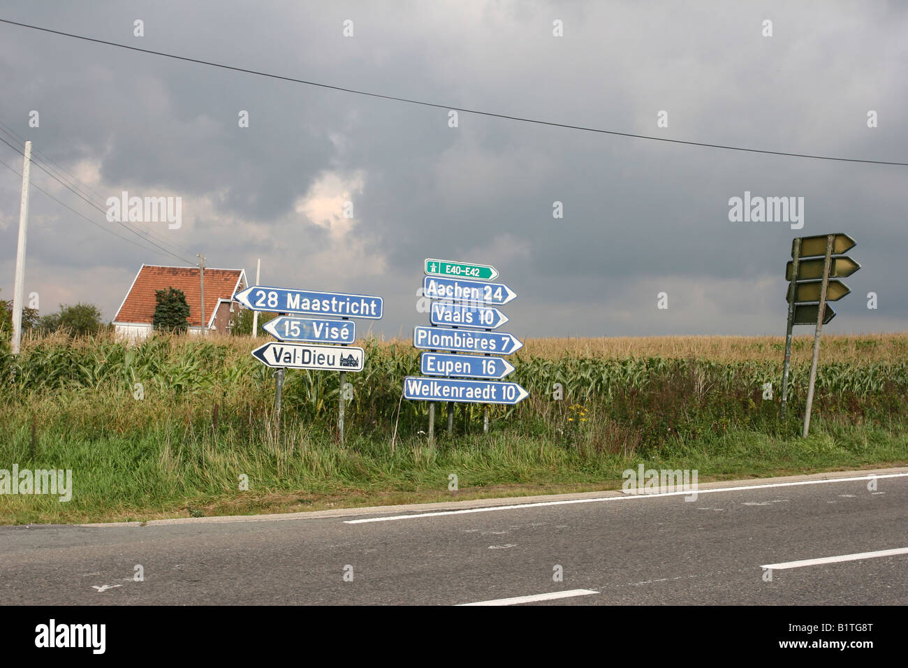 Belgio segnaletica stradale Foto Stock