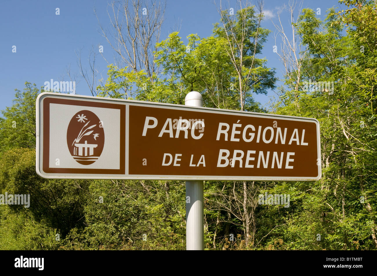"Parc régional de la Brenne' cartello stradale, Indre, Francia. Foto Stock