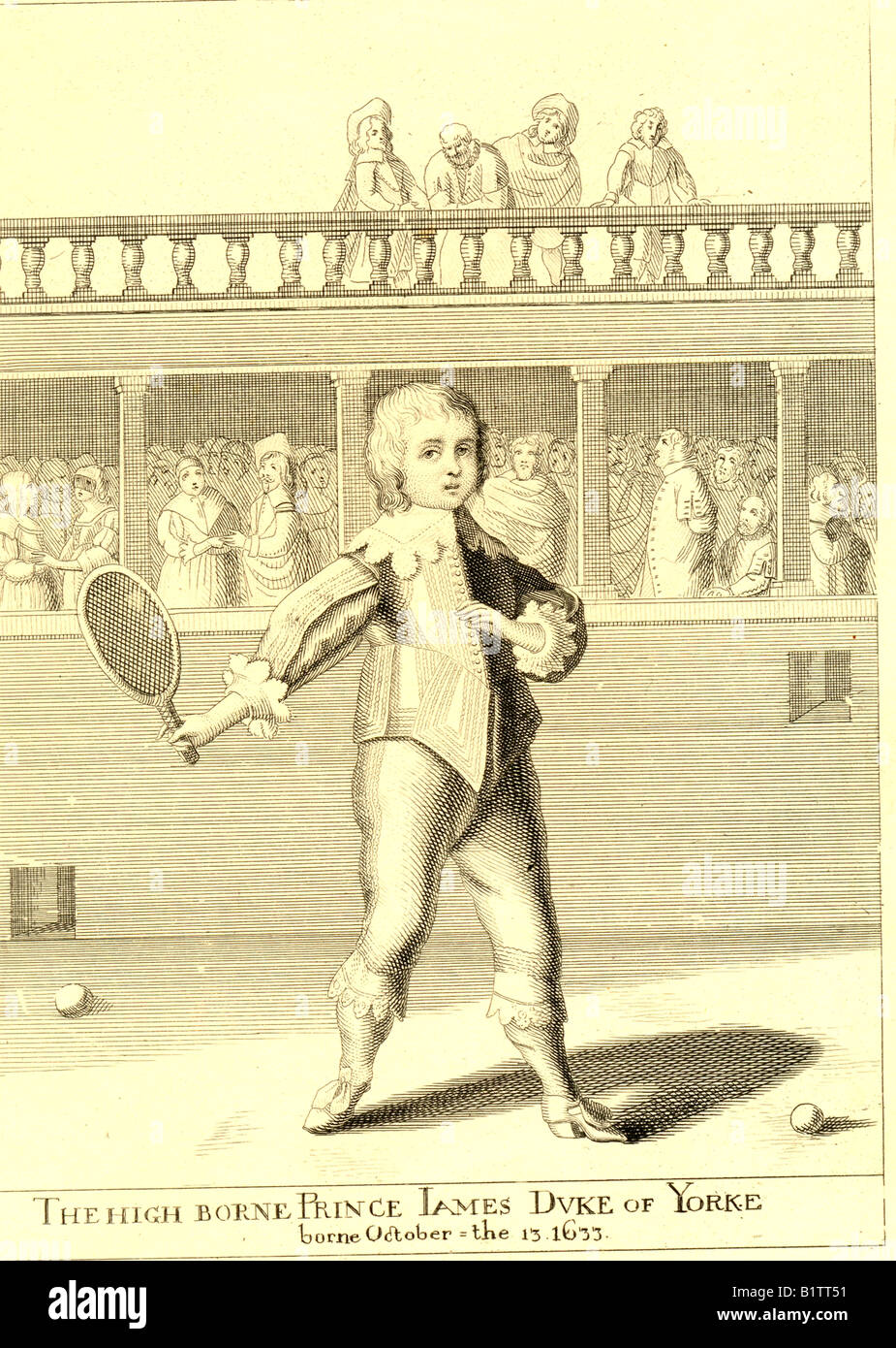 Incisione del principe Giacomo Duca di York nato 1633 Foto Stock